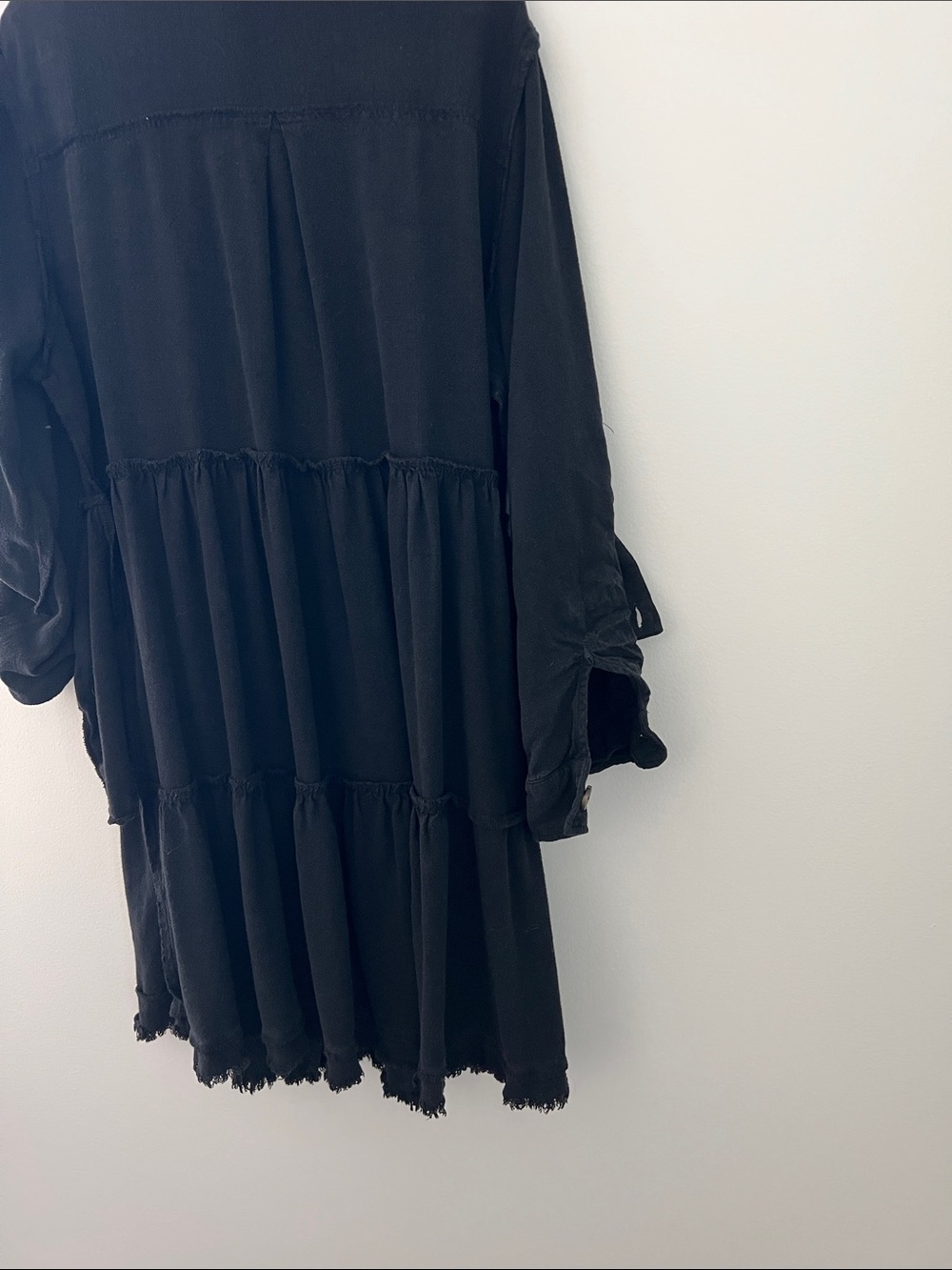 White Birch | Cotton Blend Black Tiered Button-Front Shirt Dress #D90042XL Sz S - Picture 10 of 16